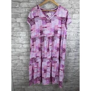 Stan Herman Size XL Tiered Midi Dress Sunset Pink 100% Cotton Knit Breathable‎